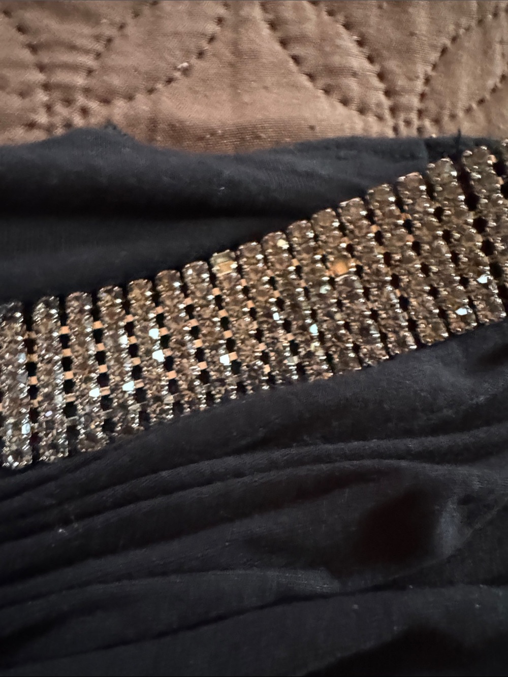 Sky Black Strapless Dress with Rhinestone V Detail - Picture 4 of 5